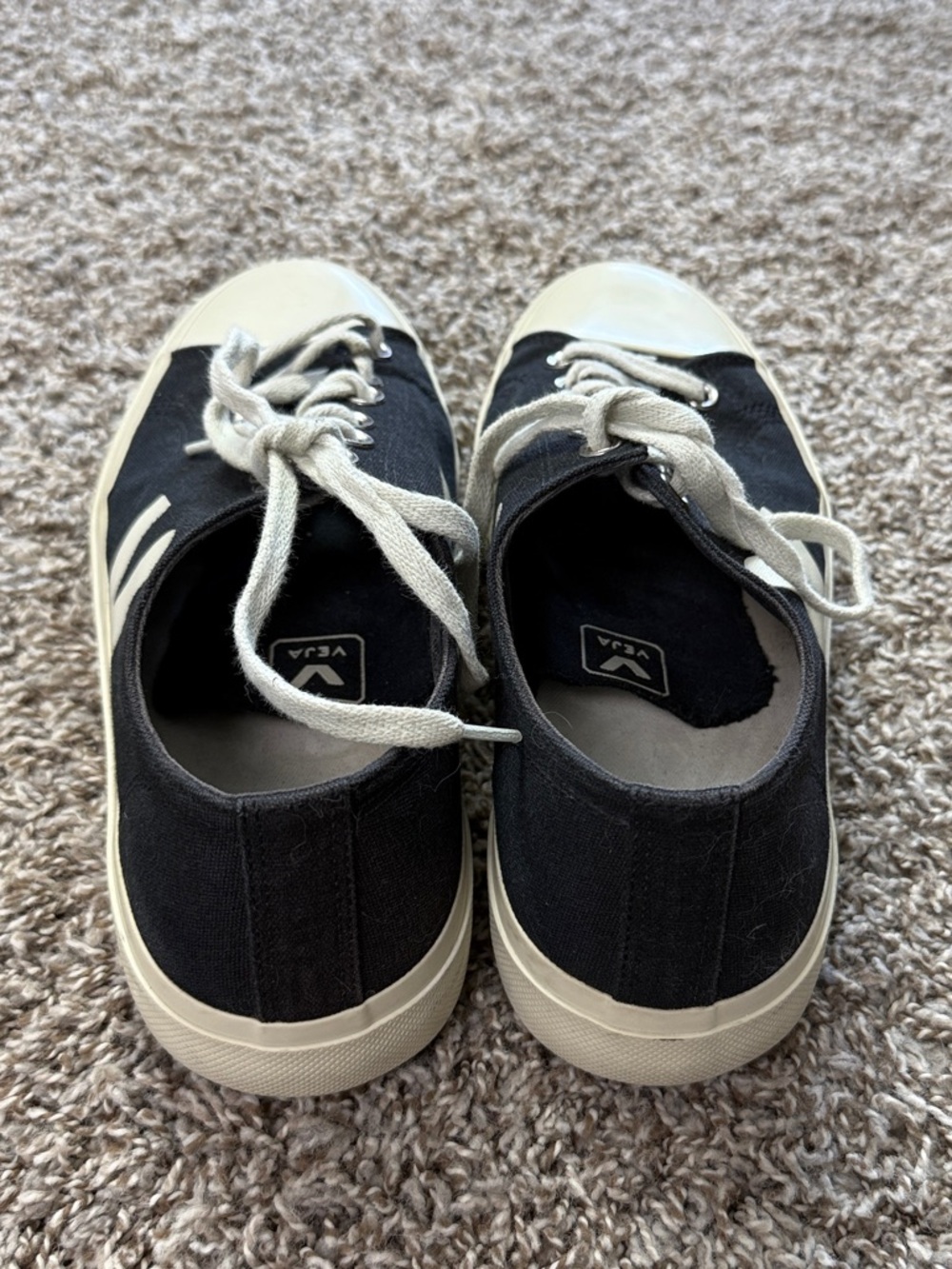 Veja Black and White Low-Top Canvas Sneaker - Picture 5 of 9